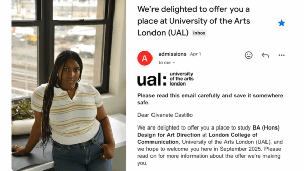 Help Givanete Attend UAL for Art Direction